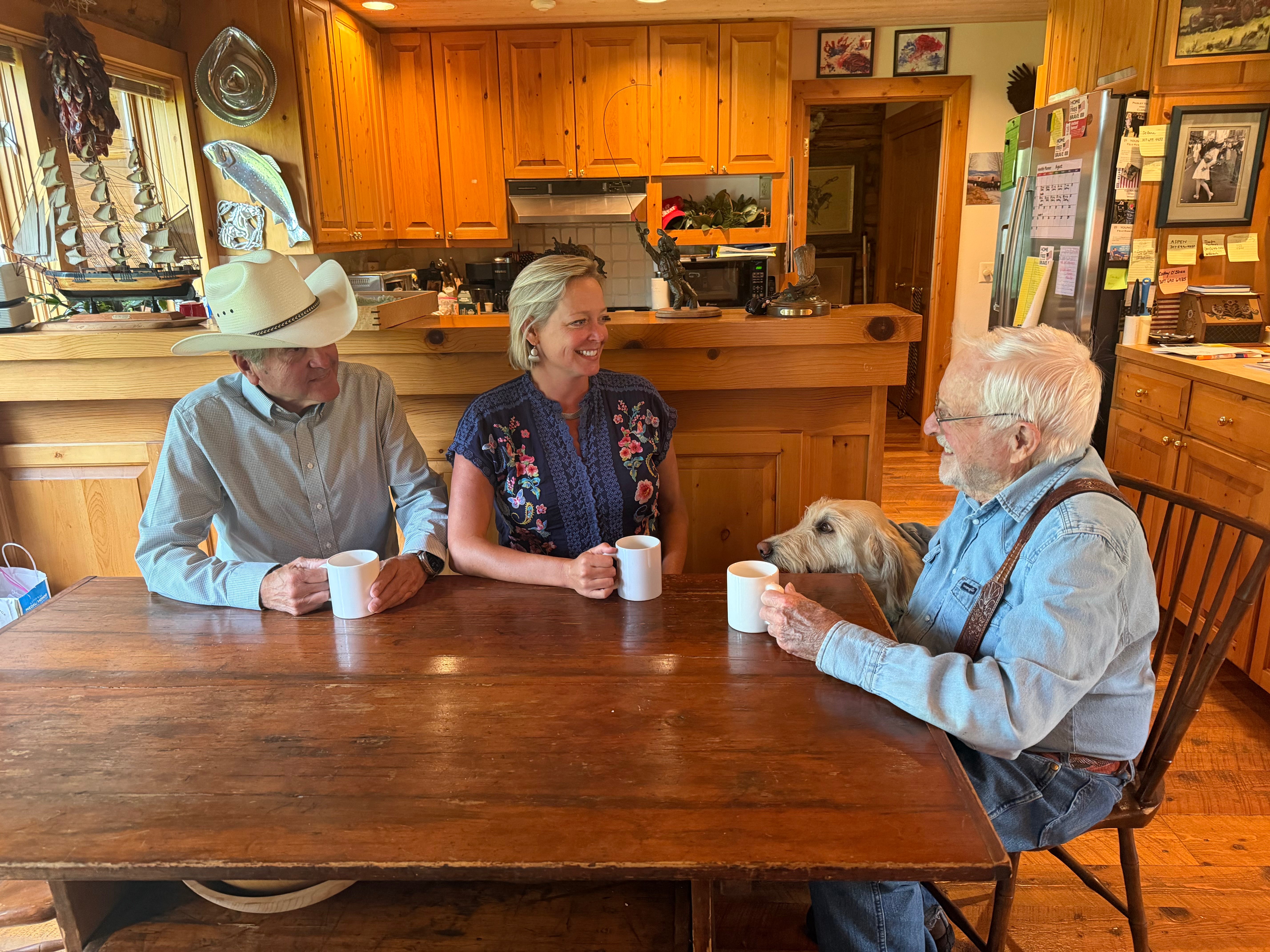 Rebecca Bextel in conversation with a voter